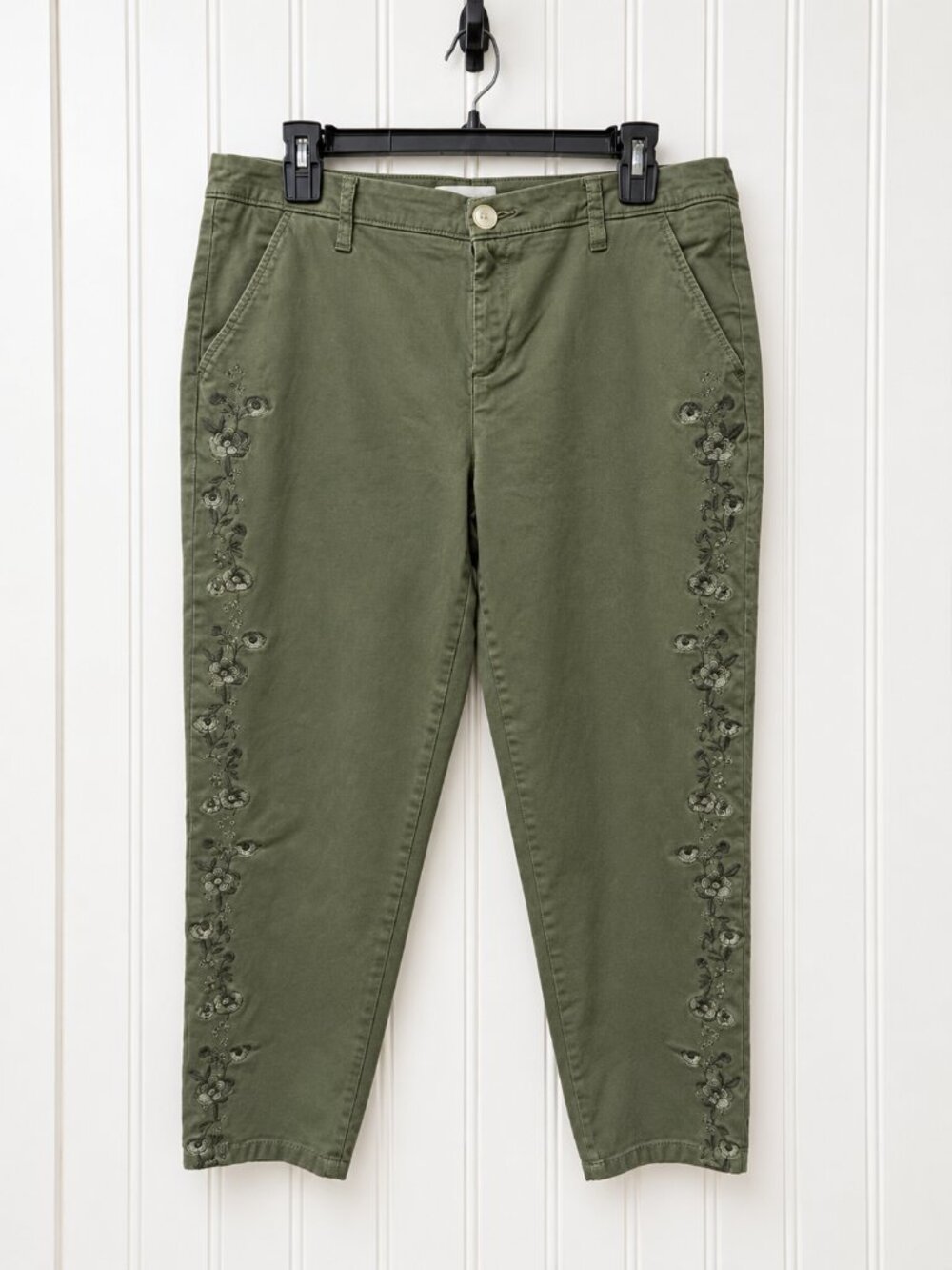 Liz Claiborne Olive Green Embroidered Ankle Pants Size 12
